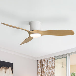 Sleek 52" Flush Mount Space Saving Smart APP & Remote Control 3-Blades Ceiling Fan with Light