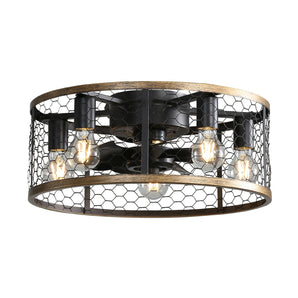 Rustic Metal Caged Light Ceiling Fan 20 inch