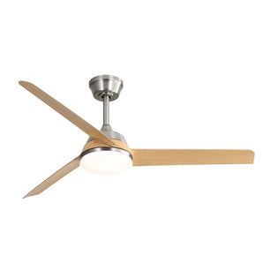 Moderne Deckenventilatorleuchte aus ABS mit gebürsteter Holzmaserung, 52 Zoll 