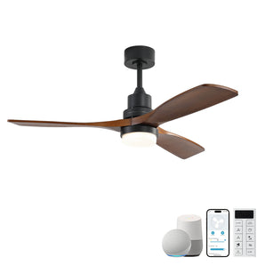 52" Smart Wood Ceiling Fan with Light