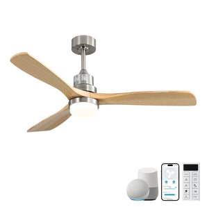 52" Smart Wood Ceiling Fan with Light