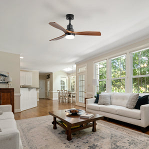 52" Smart Wood Ceiling Fan with Light