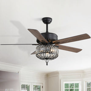 Dici Mall 52" Satin Nickel Ceiling Fan with Crystal Light & Remote Control