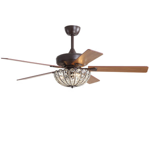 DICI MALL 52" Ceiling Fan with Crystal Light, Oil-Rubbed Bronze Finish & Remote Control