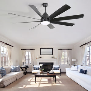 Modern Matte Black ABS Ceiling Fan Light 72 inch