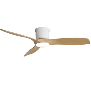 Sleek 52" Flush Mount Space Saving Smart APP & Remote Control 3-Blades Ceiling Fan with Light