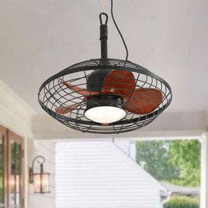 Vintage-Deckenventilator mit Käfig und Licht, 20 Zoll 