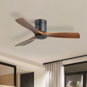 New Sofucor 52" Steel Wood Flush Mount Ceiling Fan